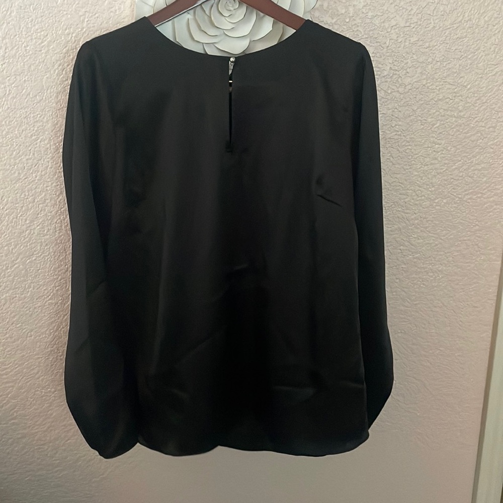 White House Black Market , black longsleeve blouse